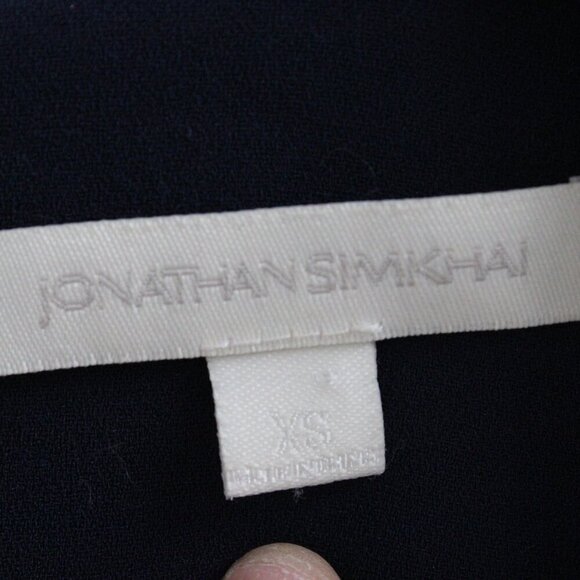 Jonathan Simkhai Women's Navy Sleeveless Top XS Mixed Media Silk Trim Embroider - Picture 3 of 5